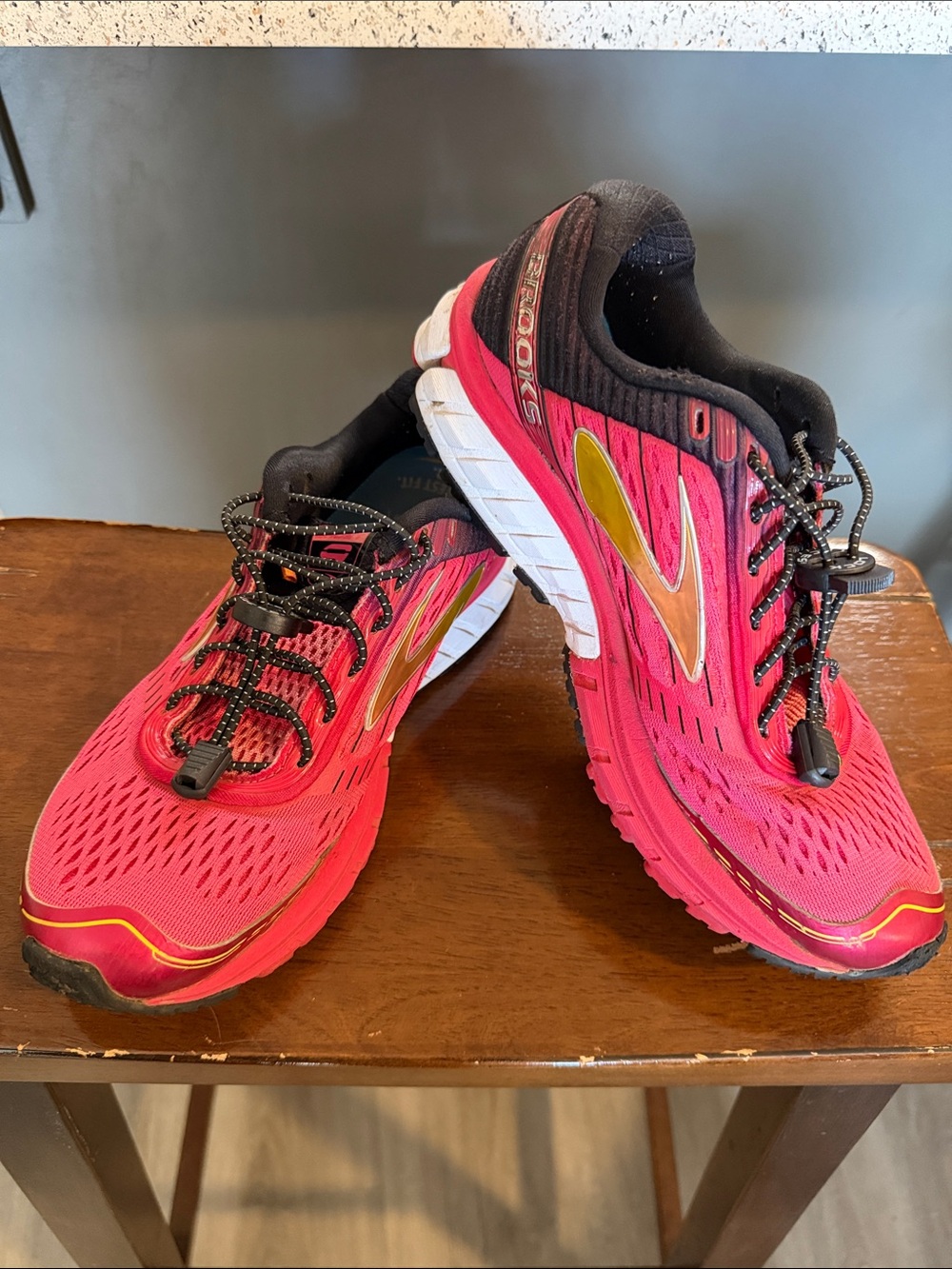 Brooks Women's Pink Running Shoes with Gold Logo